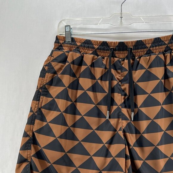 Maison Article Shorts Men S Drawstring Mesh Lined Triangle Geometric Brown Black - Picture 3 of 12
